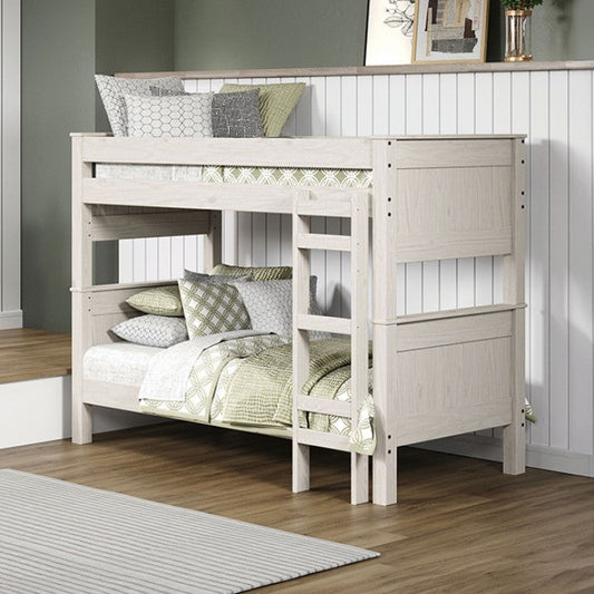 Albani Twin/Twin Bunk Bed - Splits to 2 Beds, USA Assembled | AM-BK302WH-BED