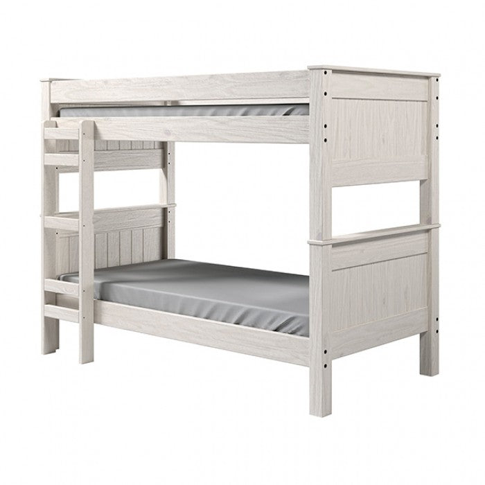 Albani Twin/Twin Bunk Bed - Splits to 2 Beds, USA Assembled | AM-BK302WH-BED