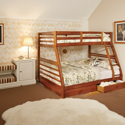 California Twin/Full Bunk Bed - Oak