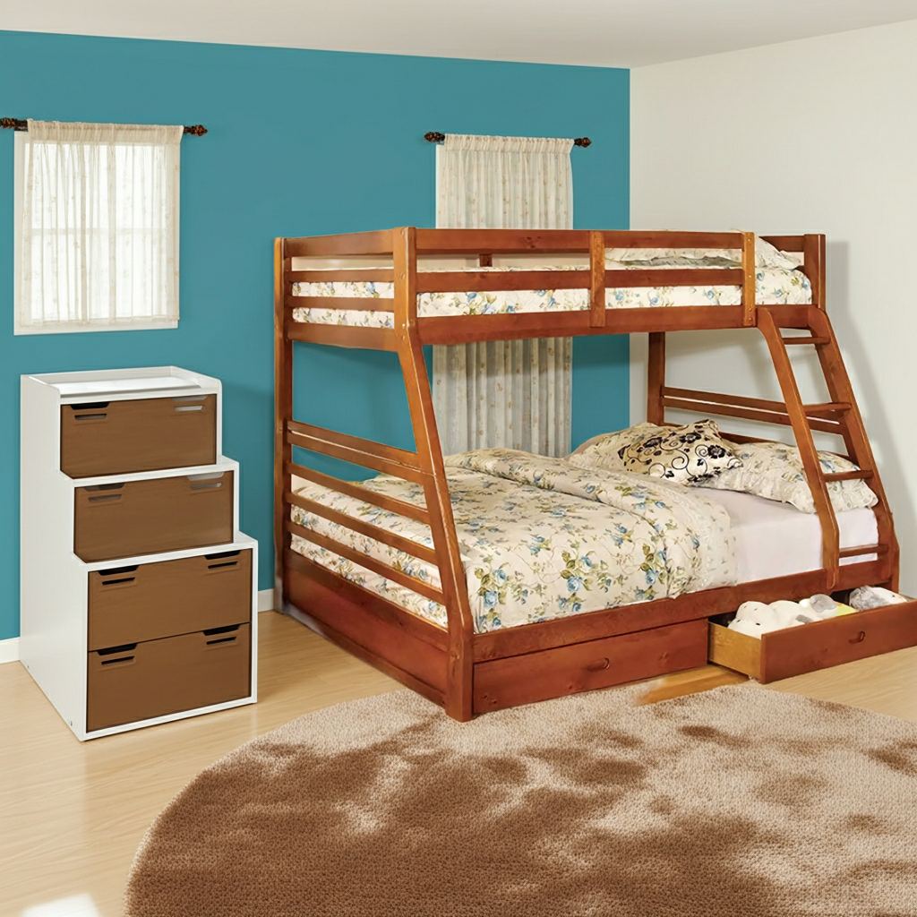 California Twin/Full Bunk Bed - Oak