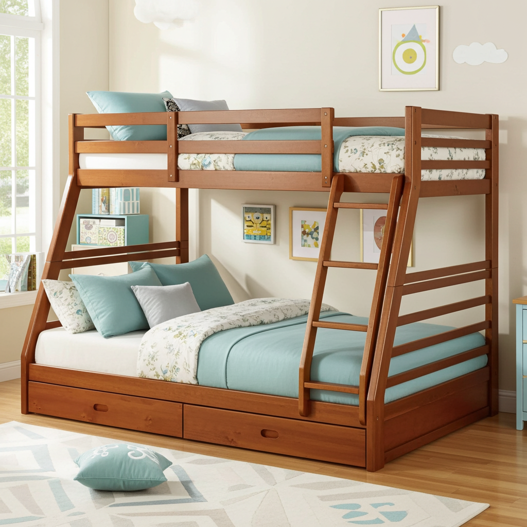 California Twin/Full Bunk Bed - Oak