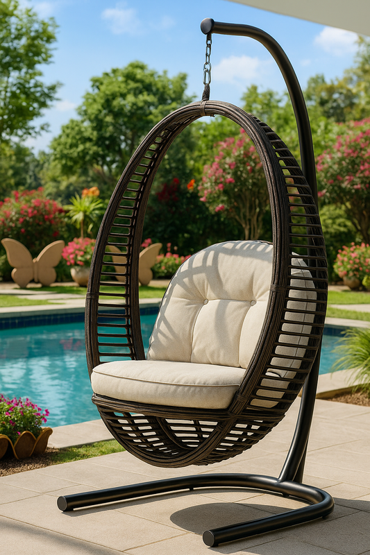 Heri Hanging Swing Chair with Frame and Premium Cushions