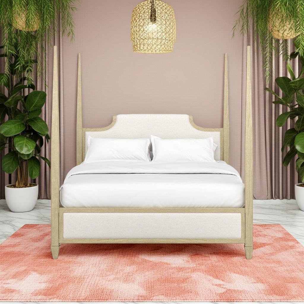 Eave Upholstered Poster Bed – Sundrenched Oak