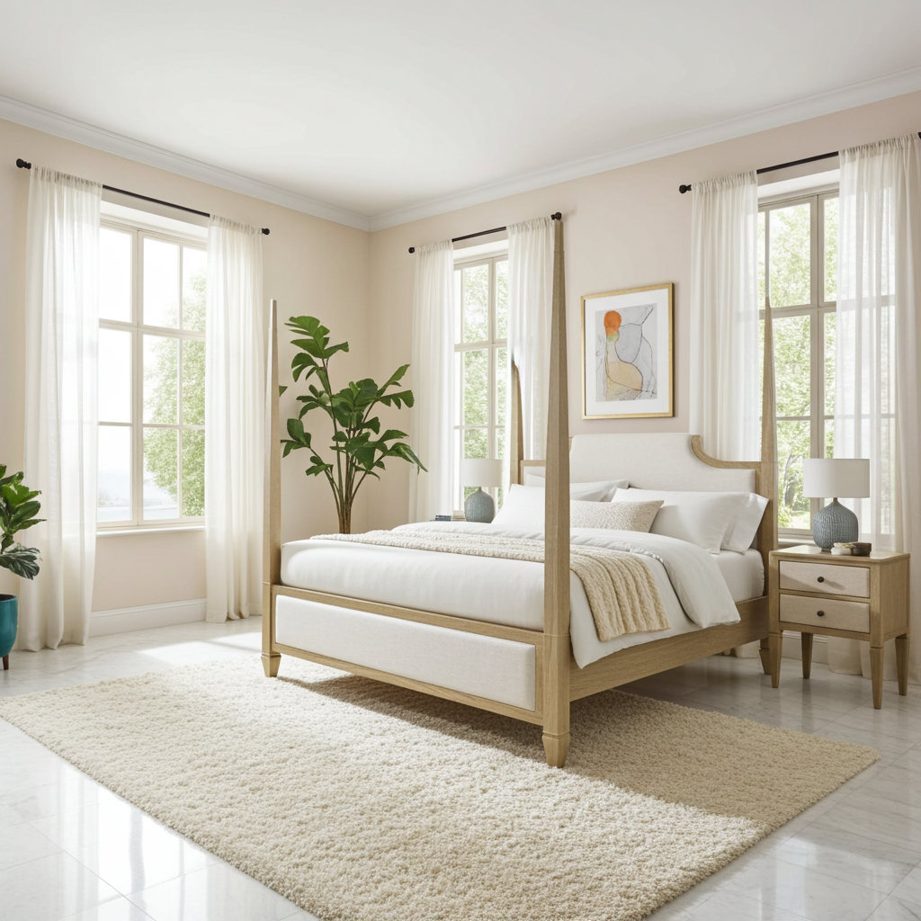 Eave Upholstered Poster Bed – Sundrenched Oak