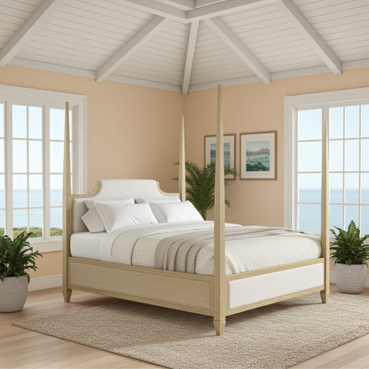 Eave Upholstered Poster Bed – Sundrenched Oak