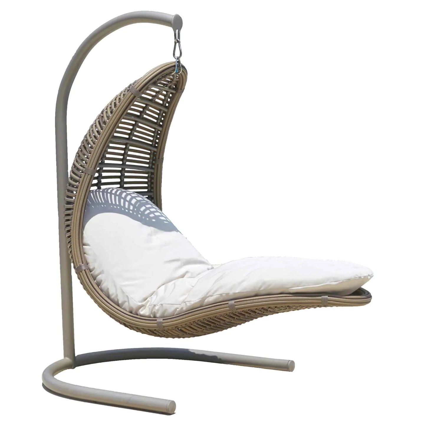 Serene Drone Hanging Chair with Frame and Sunbrella Cushions