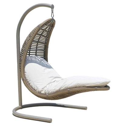 Serene Drone Hanging Chair with Frame and Sunbrella Cushions
