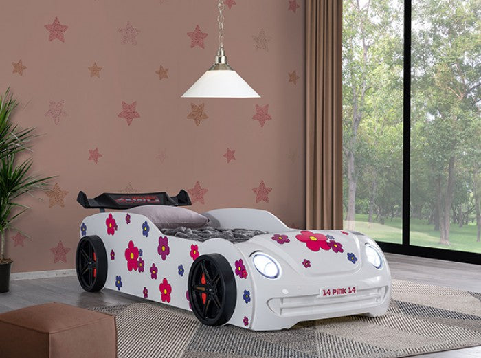 Jourley Kids Race Car Bed – White (FOA7732WH-BED)