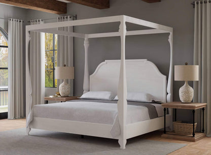Madeline Bungalow Canopy Bed – White Beechwood Frame