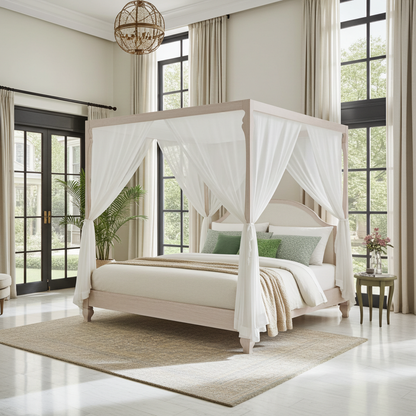 Madeline Bungalow Canopy Bed – White Beechwood Frame