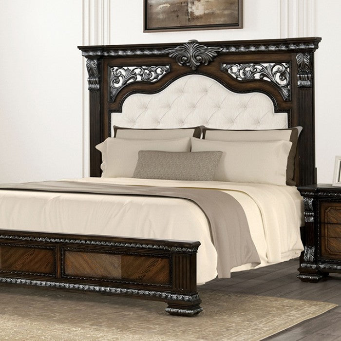 Promenade Queen Bedroom Set – Espresso | 4-Pc & 5-Pc | Tufted Bed, USB Nightstand, Dresser, Mirror, Chest