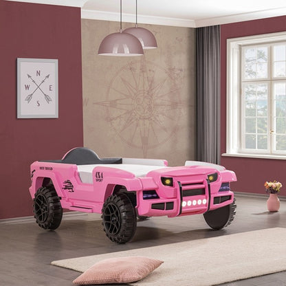 Randlar Kids Off-Road SUV Car Bed in Pink with LED Lights & Sound – FOA7724PK-BED