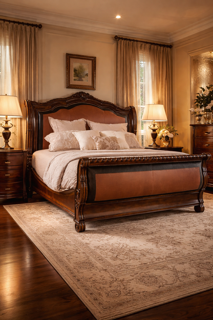 Valencia Queen Upholstered Sleigh Bed