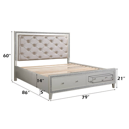 Sliverfluff Bed W/Led & Storage