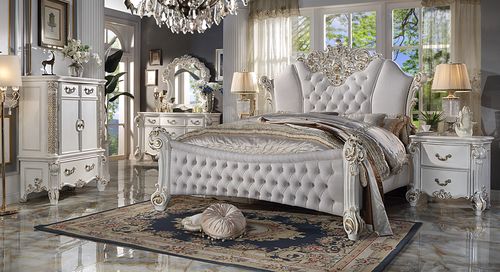 Vendome Ivory Upholstered Bed – Pearl Finish