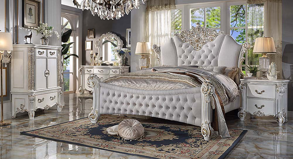 Vendome Ivory Upholstered Bed – Pearl Finish