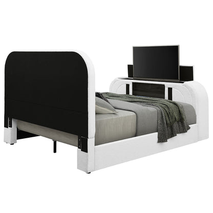 Shelyn Bed w/LED, TV Cabinet, Fireplace & Bluetooth