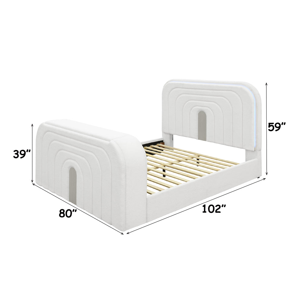 Shelyn Bed w/LED, TV Cabinet, Fireplace & Bluetooth