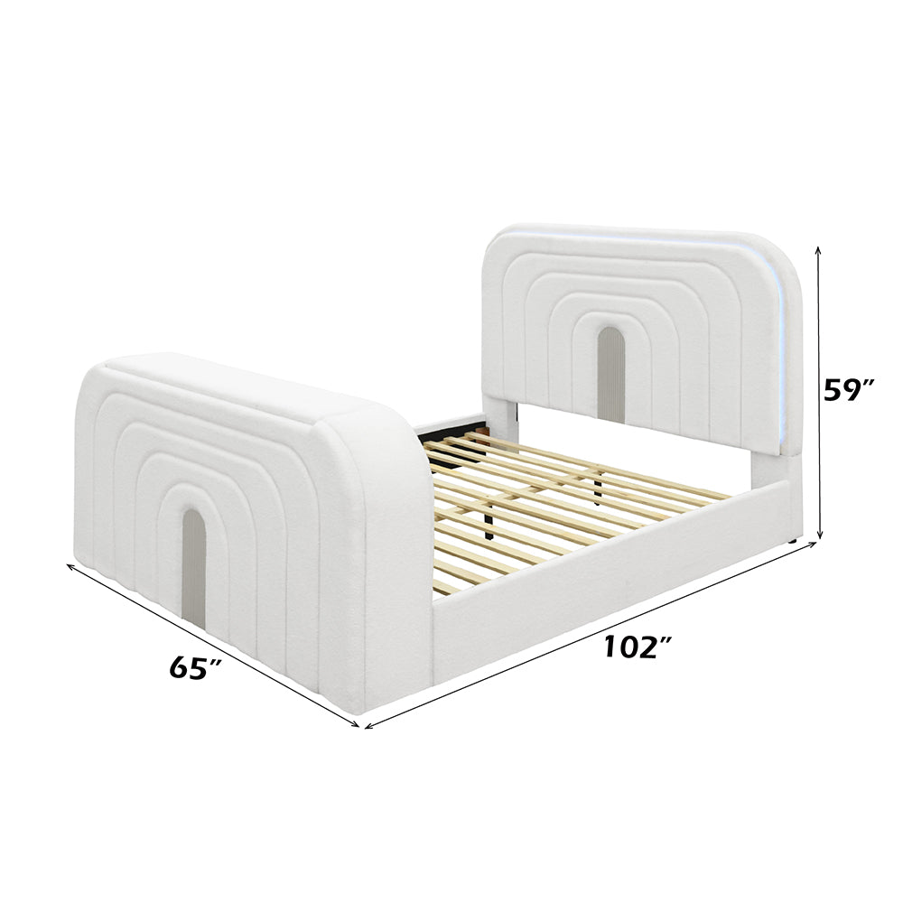 Shelyn Bed w/LED, TV Cabinet, Fireplace & Bluetooth