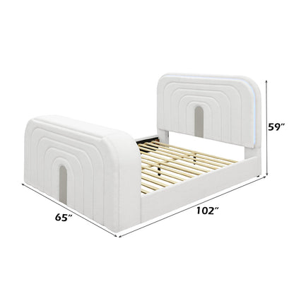 Shelyn Bed w/LED, TV Cabinet, Fireplace & Bluetooth