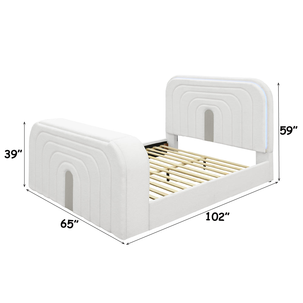 Shelyn Bed w/LED, TV Cabinet, Fireplace & Bluetooth