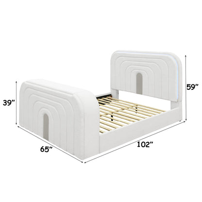 Shelyn Bed w/LED, TV Cabinet, Fireplace & Bluetooth