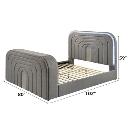 Shelyn Bed w/LED, TV Stand, Fireplace & Bluetooth