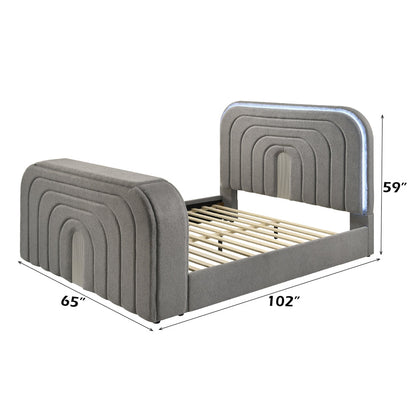 Shelyn Queen Bed w/Led, TV Stand, Fireplace & Bluetooth