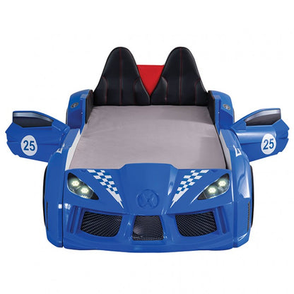 Trackster Kids Race Car Bed| LED Wheels, Remote Sounds, Night-Light Headlights