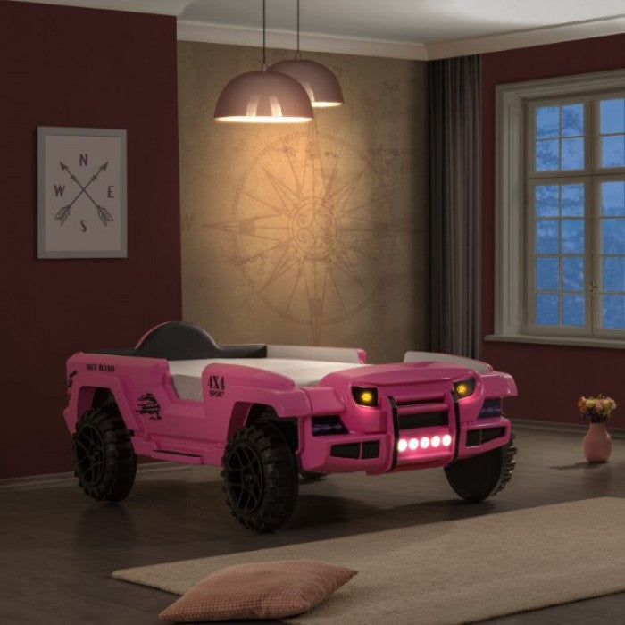 Randlar Kids Off-Road SUV Car Bed in Pink with LED Lights & Sound – FOA7724PK-BED