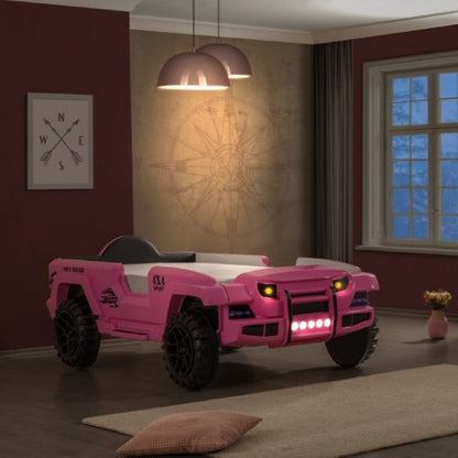 Randlar Kids Off-Road SUV Car Bed in Pink with LED Lights & Sound – FOA7724PK-BED