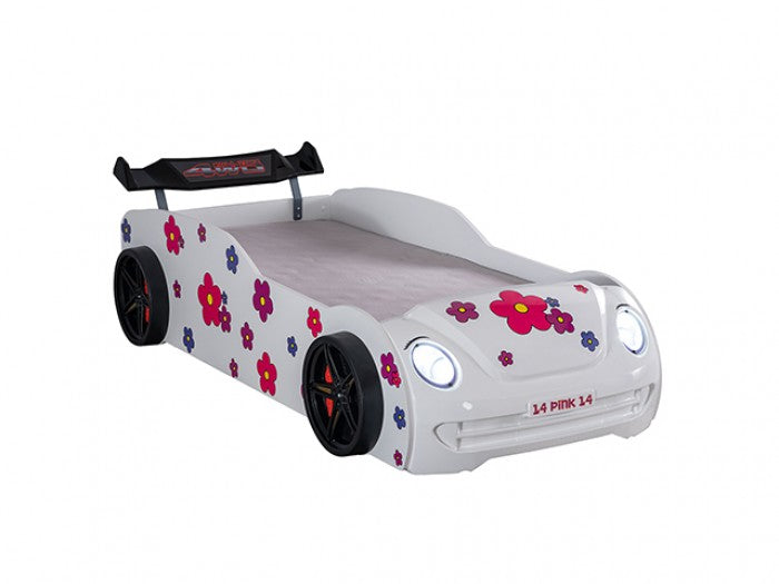 Jourley Kids Race Car Bed – White (FOA7732WH-BED)