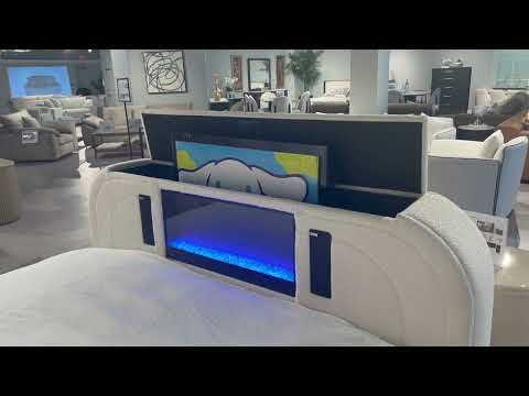 Shelyn Bed w/LED, TV Cabinet, Fireplace & Bluetooth