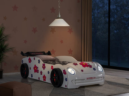 Jourley Kids Race Car Bed – White (FOA7732WH-BED)