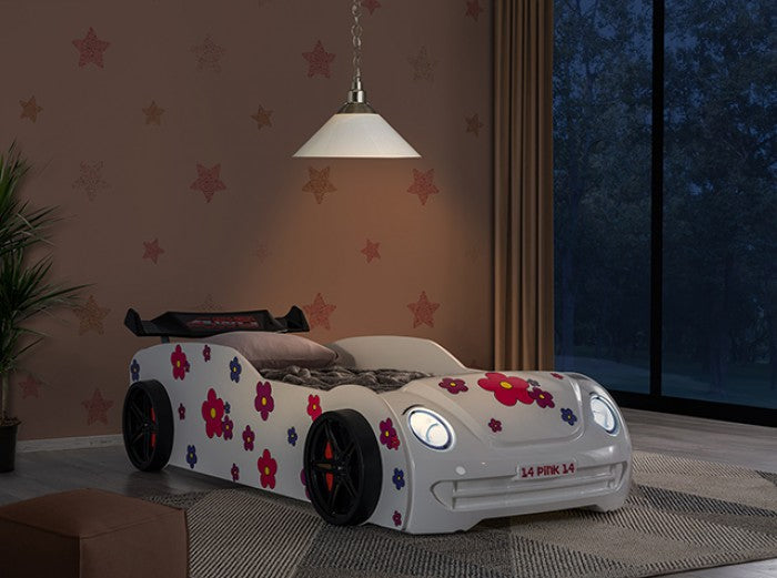Jourley Kids Race Car Bed – White (FOA7732WH-BED)