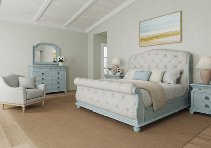 Summer Creak King Uph Sleigh Bed-Blue