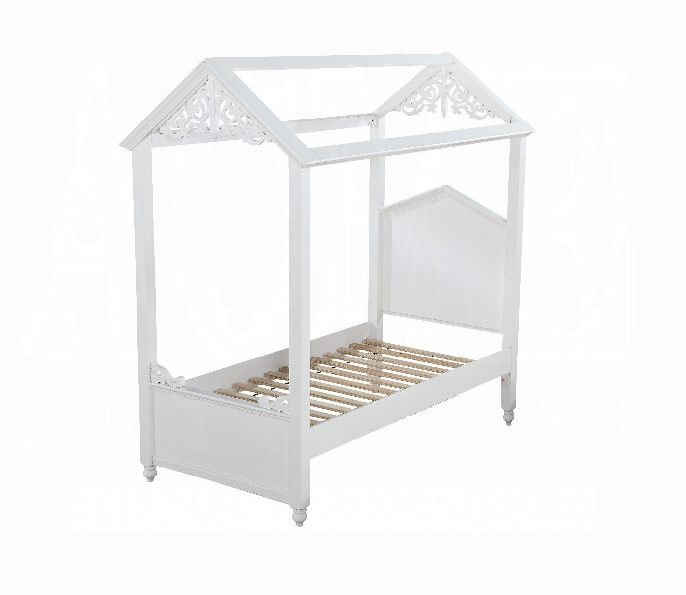 RAPUNZEL FULL CANOPY HOUSE BED — WHITE | SKU 37345F