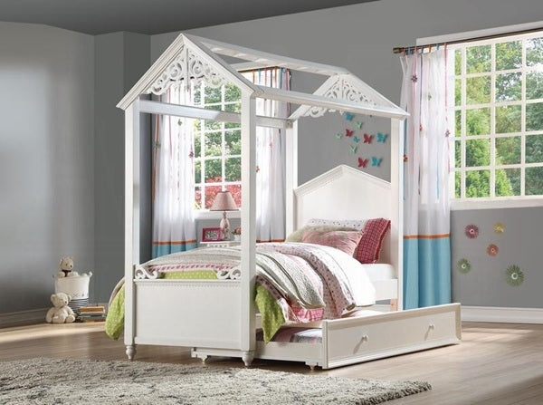 RAPUNZEL FULL CANOPY HOUSE BED — WHITE | SKU 37345F