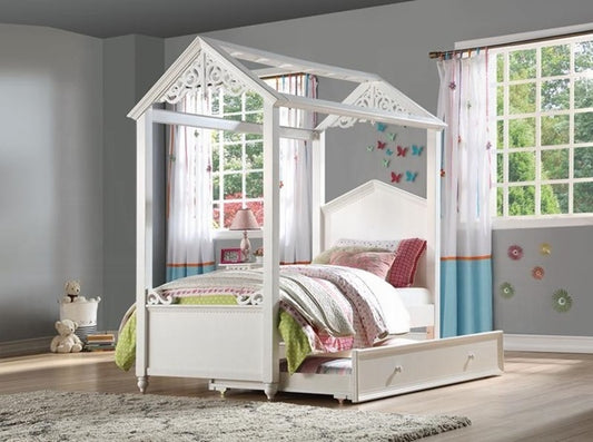 RAPUNZEL FULL CANOPY HOUSE BED — WHITE | SKU 37345F