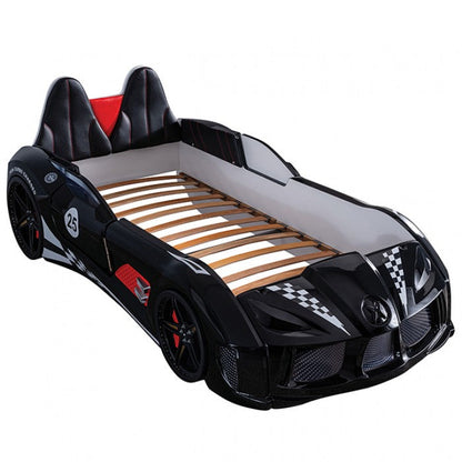 Trackster Kids Race Car Bed| LED Wheels, Remote Sounds, Night-Light Headlights