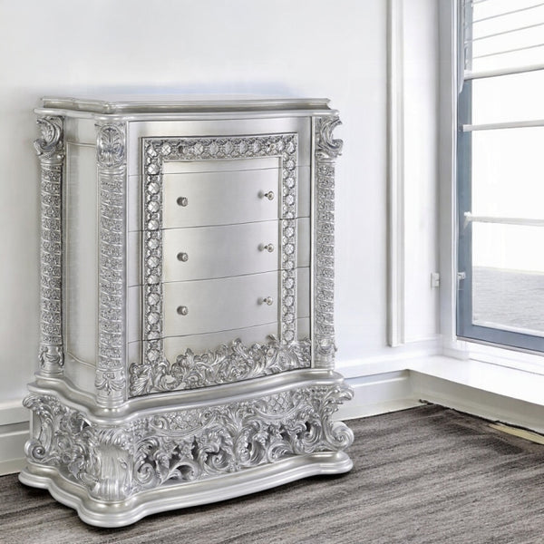 Valkyrie Platinum Chest – Carved Bedroom Storage (BD00687